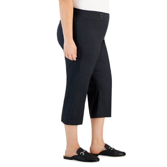 JM Collection Tummy Control Pull-On Capri Dark Grey Dress Pants NWT - Picture 2 of 8